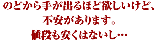 のどから手が出るほど欲しいけど、不安があります。値段も安くはないし…