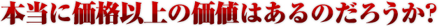 本当に価格以上の価値はあるのだろうか？